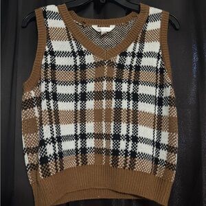 No Boundaries Brown and White Knit Vest